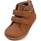 WateLves Toddler Little Kids Wide Barefoot Shoes Boys Girls Winter High Top Minimalist Sneakers Ankle Boots Leather Uniform Dress Shoes Naturally Splay
