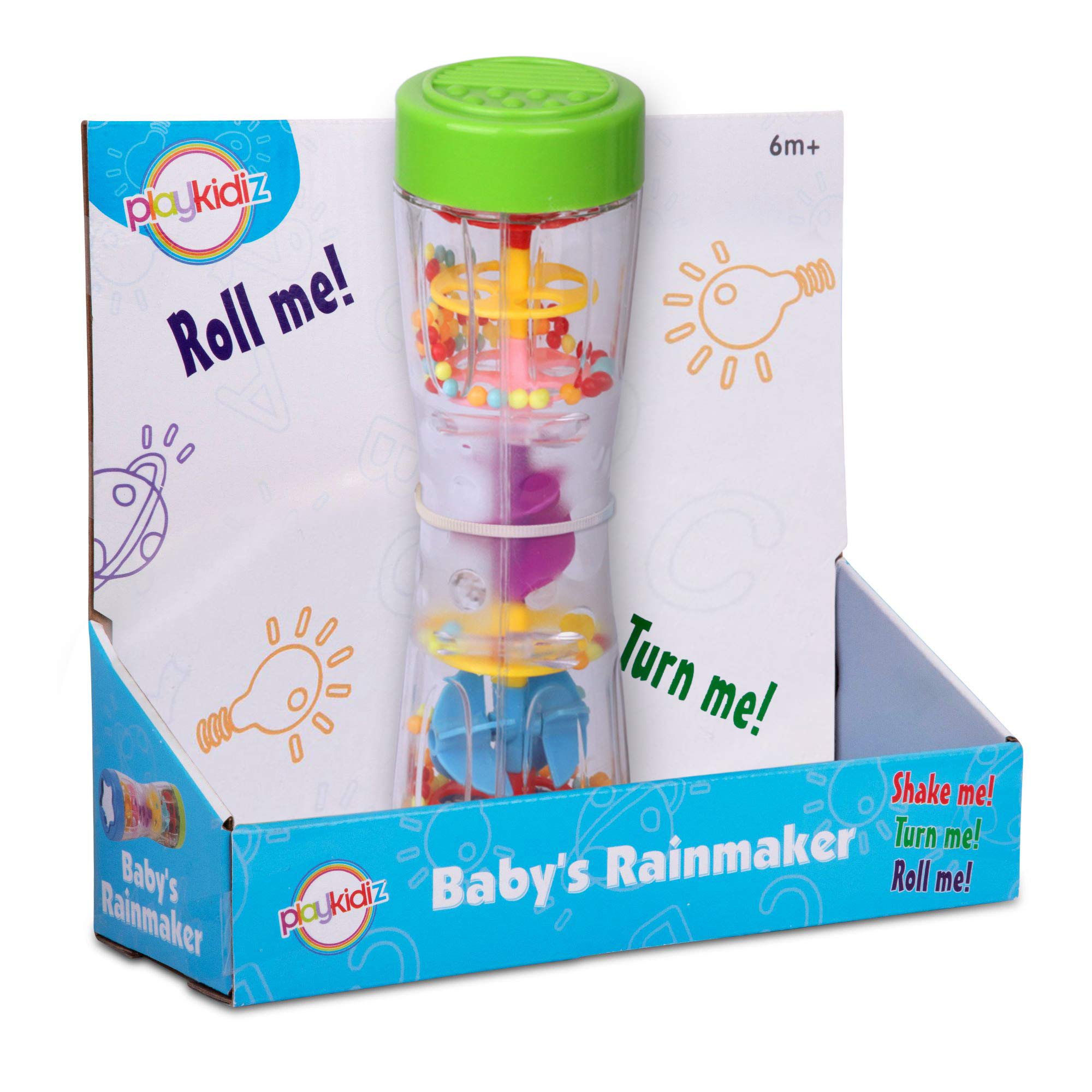 Playkidiz 8.5" Rainmaker Rattle Toy for Babies & Toddlers, Kids Rainfall Rattle Tube, Rain Stick Shaker, Music Sensory Auditory Instrument Toy