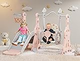 BIERUM 4 in 1 Toddler Slide and Swing Set, Kid