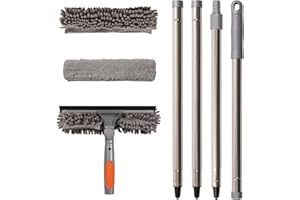 Terafeels 66.92in / 170cm Window Cleaning Tools, Window Squeegee: 2 in 1 Double-Sided Professional Cleaner Window Washing Kit