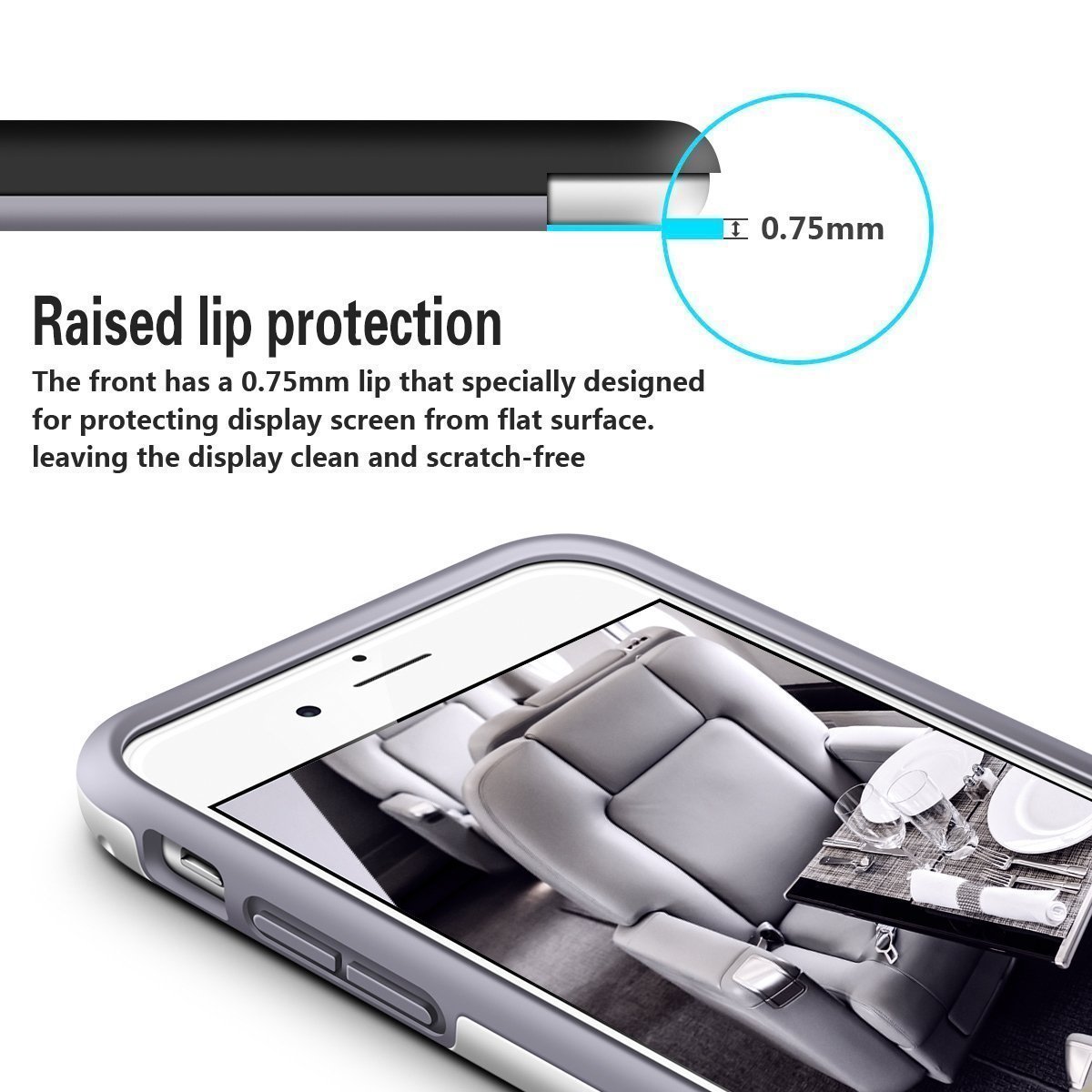 iPhone 6 Case, LoHi Hybrid Impact 3 Color TPU Shockproof Rugged Case [Extra Front Raised Lip] Back Strips Anti-slip [Protective Buffer] Dual Protection Cover Case for iPhone 6/6s 4.7 Inch (Grey)