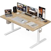 Grandder 55x32 Extra-Deep Electric Standing Desk, Wide Desktop Fits 49" Ultrawide Monitor+Dual Screens, 176 lbs Capacity, 2 Memory Presets, Anti Collision, Computer Desk for Home Office &amp; Gaming, Oak