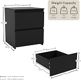 Vida Designs Denver 2 Drawer Bedside Chest Black 52H 29.5W 29.5D Space-Saving view 2