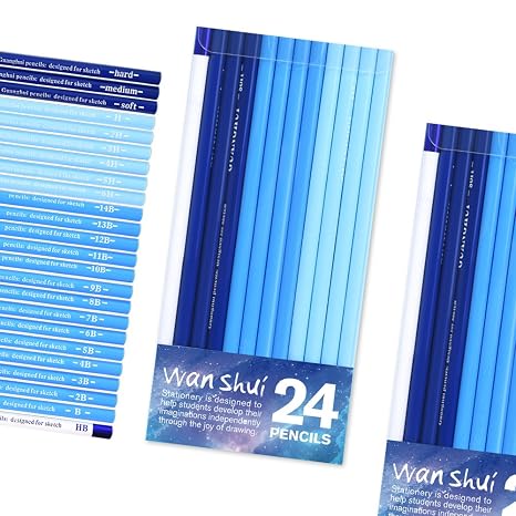 24 Sketch Pencils Professional Art Sketching Pencils Travel Set Artists Drawing Kit Graphite Charcoal Pencils For Painting Sketching Drawing - 