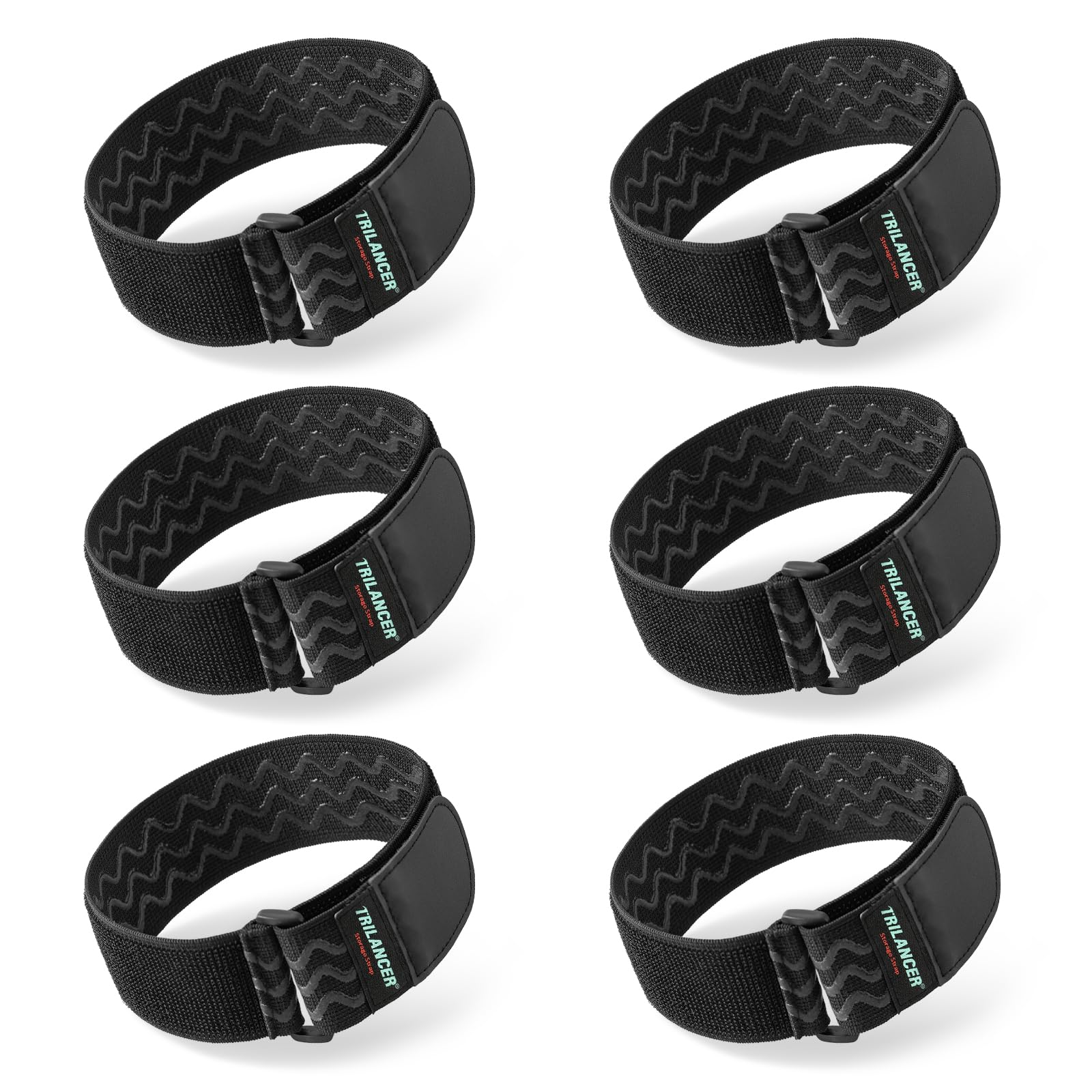 Photo 1 of Trilancer Elastic Cinch Straps with Anti-Slip Strips, 14 "x 2" (6 Pack) Multipurpose Hook and Loop Bundling Straps for Hose, Cords, Bike, Luggage, Camping, Yoga Mats