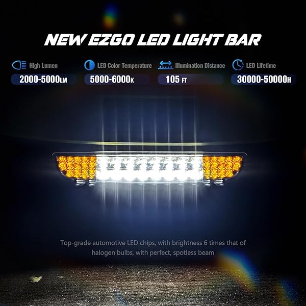 GOLF CART LED LIGHT BAR FOR EZGO TXT 1996-2013 GAS AND ELECTRIC CARTS, 20.86 INCH EZGO TXT HEADLIGHT BAR WITH 3-PIN PLUG, HIGHT BRIGHTNESS 12V STREET LEGAL LED HEADLIGHT (WITHOUT MOUNTING BRACKET)