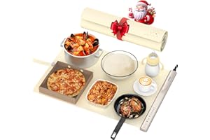 VTAR Electric Food Warming Mat Tray Warmer for Party Buffet Servers, Dual-Zone Heating with Independent Temperature Control, Hot Logic Heating Heater, Full Surface Keep Warm - Cream