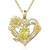 Palpitate Sunflower Necklace for Women 925 Sterling Silver Heart Pendant with Sunflower Birthday Christmas Gifts for Mom Grandma Girlfriend Friend