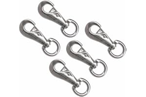 Wideskall® 4" Heavy Duty Bull Snap Latching Hook Round Swivel Eye Chrome Silver - Pack of 5
