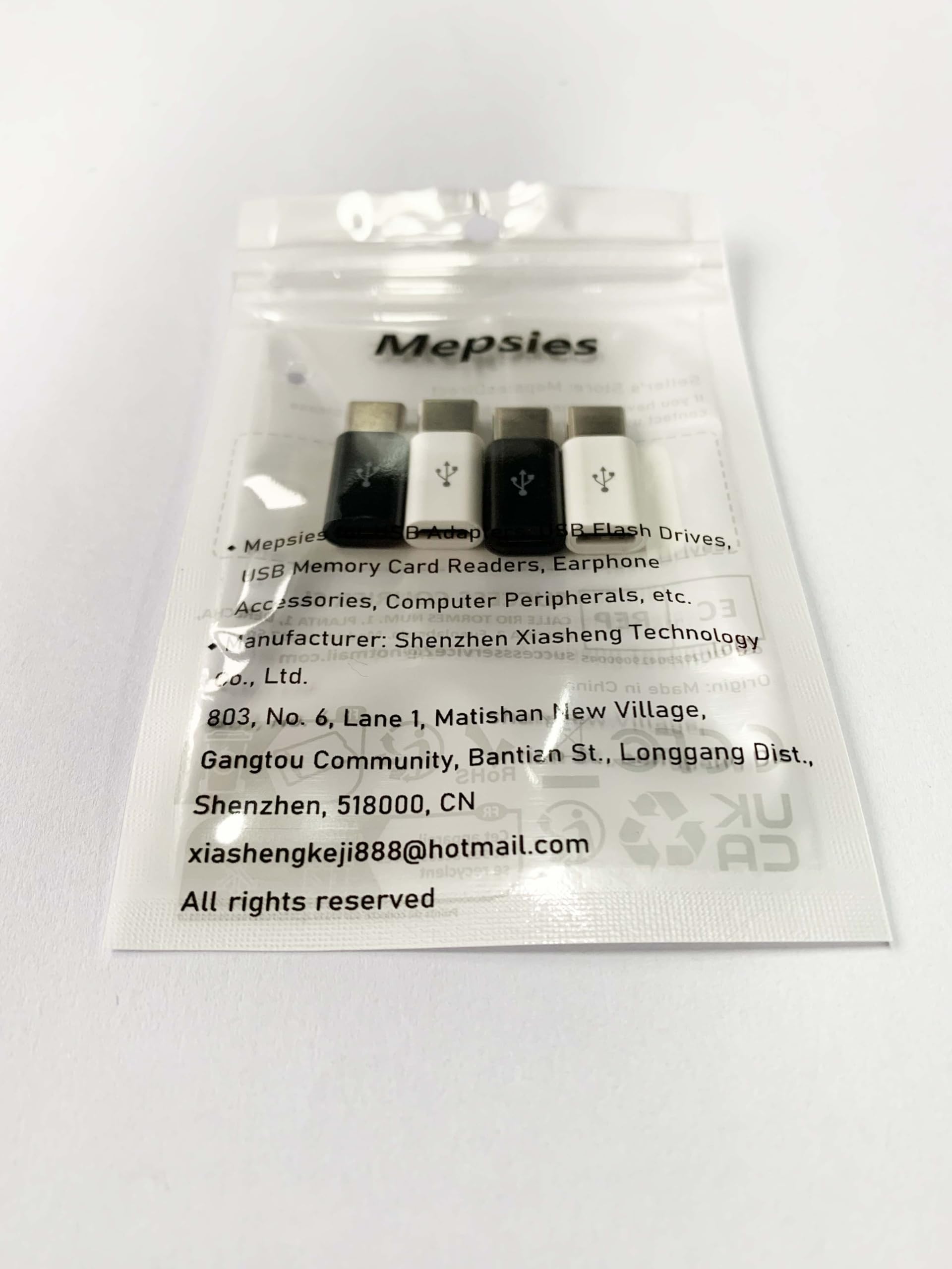 Adapter Micro USB to USB C (4 Pack), Micro-USB Female to USB-C Male OTG Adapter Compatible with Samsung Galaxy, LG, Huawei, Type-C Phones, Tablets and More (2 Black and 2 White)