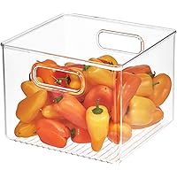 iDesign Recycled Plastic Pantry and Kitchen Storage, Freezer and Fridge Organizer Bin with Easy Grip Handles – 8” x 8” x 6”, 