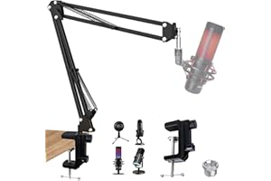 SUNMON QuadCast Boom Arm Mic Stand, Adjustable Mic Arm with 3/8’’ to 5/8’’ Adapter compatible with HyperX Mic, Blue Yeti, Sol