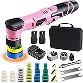 ShineJack Cordless Mini Car Polisher, 1 Inch 3 Inch Dual Action & Rotary Polishing Machine for Car Detailing, Waxing, Polishing, Scratch Removing Pink