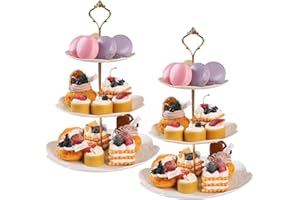 PowerKing 3 Tier Cupcake Stand Cake Stand - Plastic Tiered Serving Tray for Desserts, Candy, and Treats - Perfect for Wedding