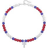 QINJIEJIE Baseball Necklace for Men Cross Baseball Necklace Drip Adjustable 16in Christian Cross Chain for Women Bling Rhinestone Beaded Accessories Gifts for Team Players Lovers