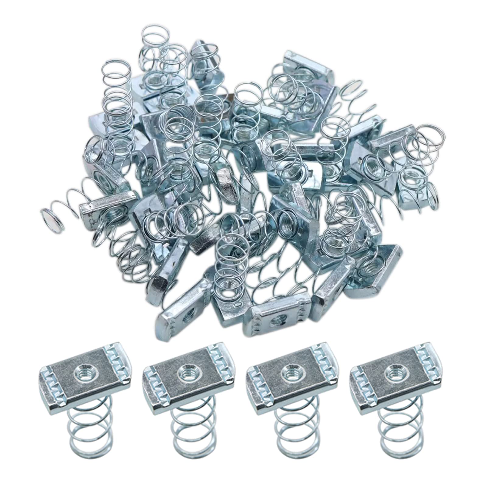 Photo 1 of (100) Strut Channel Nuts, 1/4-20 Spring Channel Nuts with Zinc Electroplate Finish, Long Spring Nuts Great for Use with Strut Channel (100 Pack)