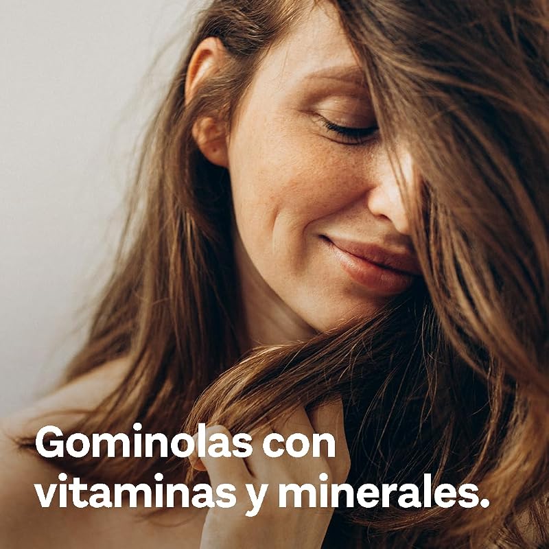 Piel+Cabello+Uñas - Gominolas con Vitaminas A, C, E & B6-500 μg Biotina, Zinc, Selenio - 60 Gomitas Blandas Veganas- Sabor Frambuesa - Doppelherz