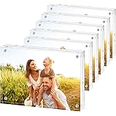 Fixwal 5x7 Picture Frame, 6 Pack Acrylic Frames, Clear Double Sided Photo Frame with Magnetic Desktop