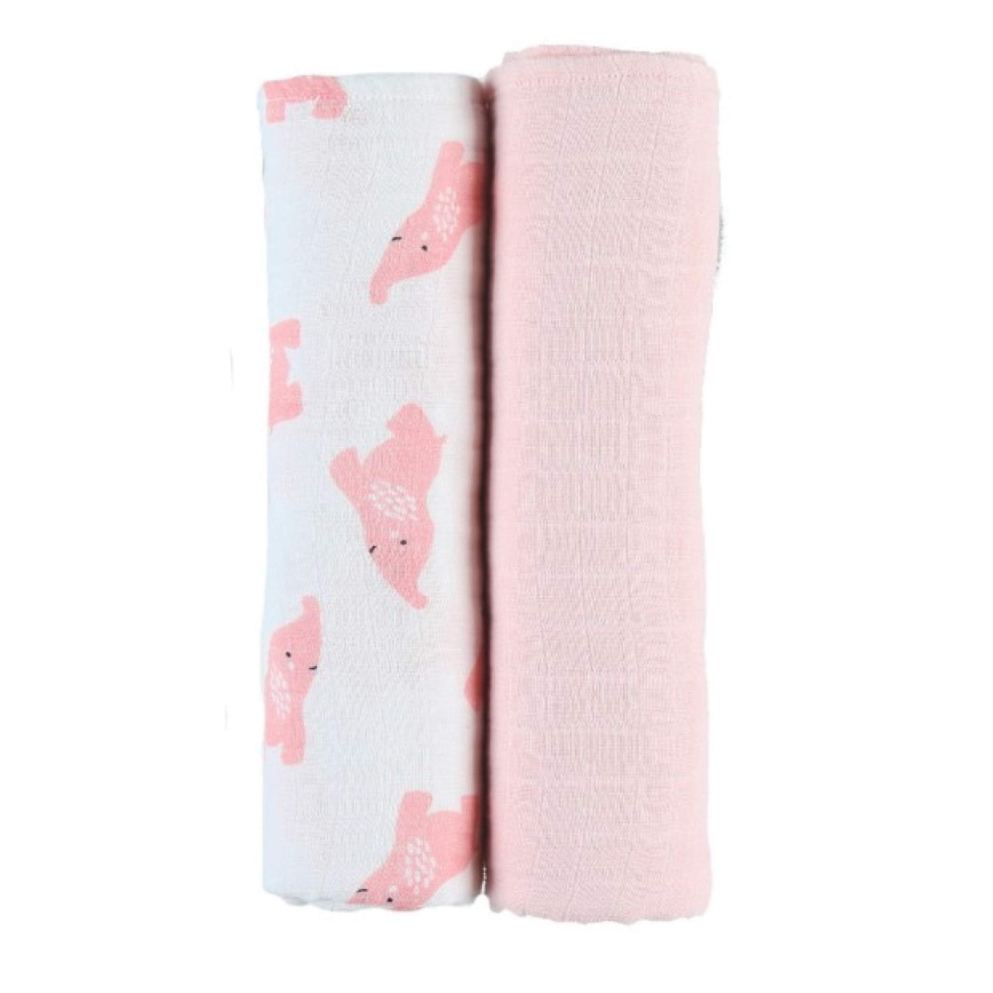 Noukies M&M20 Set of 2 Organic Muslin Swaddles 100 x 100 cm Light Pink