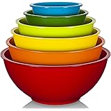 YIHONG 6 Pcs Plastic Mixing Bowls Set, Colorful Serving Bowls for Kitchen, Ideal for Baking, Prepping, Cooking and Serving Fo