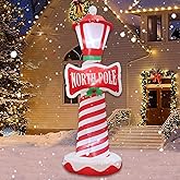 Poptrend Inflatable Christmas Decorations Inflatable Lighthouse Xmas Blow Up Decor for Yard Lawn Home with LED Christmas Lights
