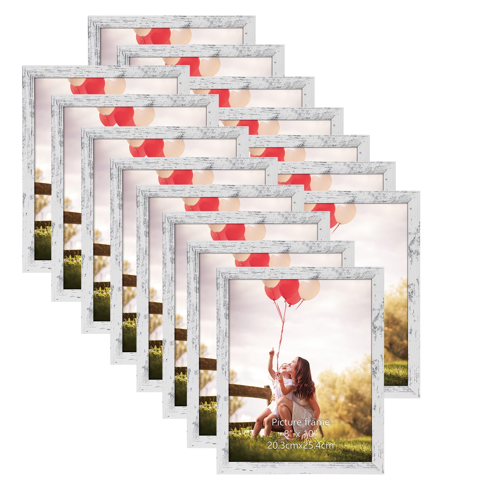 HORLIMER 8x10 Picture Frame Set of 15, Rustic White