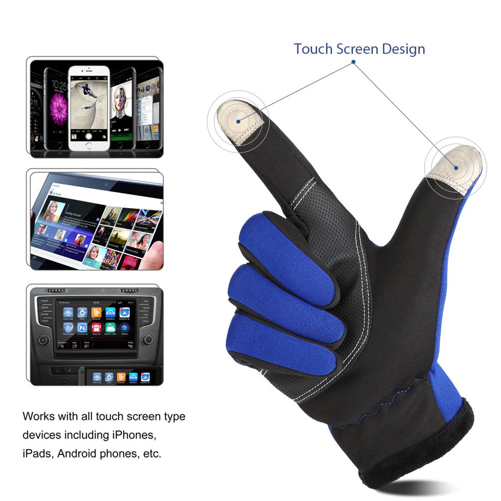 Vbiger Winterhandschuhe Fahrradhandschuhe Touchscreen Handschuhe Anti-Rutsch Fahrradhandschuhe für Klettern Laufen Wandern Autofahren Outdoor Winddicht Warm Arbeitshandschuhe für Damen und Herren