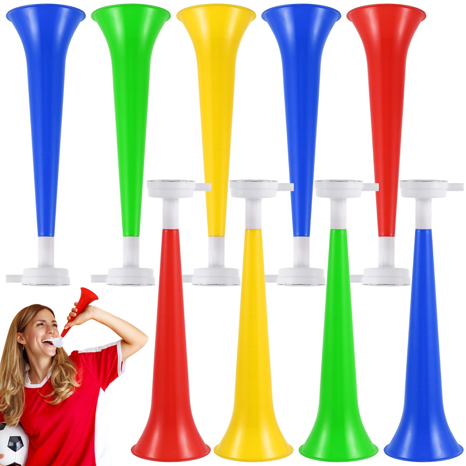 10 Pcs Plastic Stadium Horn Trumpets Soccer Horn Noise Maker for Sports Games Football Fan Party Favors (Random Color)
