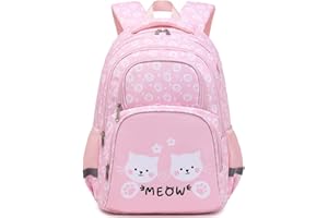 abshoo Cute Cat School Backpack For Girls Elementary Kindergarten Kids School Bag (Cat Pink A)