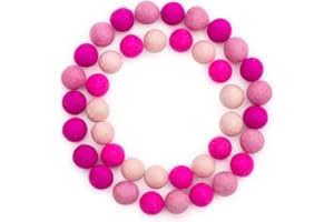 Glaciart One Felt Wool Balls, Felt Pom Poms (40 Pieces) 2 Centimeters - 0.8 Inch, Handmade Felted Pink Colors- Bulk Small Puff for Felting and Garland