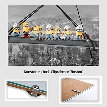 Kunstdruck Poster - Minions on a Skyscraper Wolkenkratzer atop a Skyscraper 61 x 91,50 cm mit Cliprahmen 'Boston'