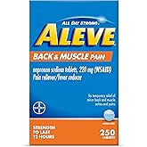 Aleve Back & Muscle Pain Relief Naproxen Sodium Tablets, Pain Reliever & Fever Reducer, Medicine for Body , 250 Count