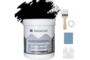 Jungarian Furniture Paint Kit 5oz with Tools - Water-based & Low Odor All-in-One No Sanding - Matte Finish Indoor Outdoor Wood Paint for Cabinets, Doors, Tables and Dressers - Black