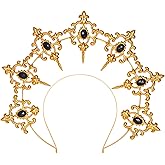 L'VOW Mary Halo Crown Baroque Saint Headdress Stars Goddess Tiara and Crown for Women Boho Wedding Headpiece Costume