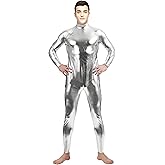 Aniler Men's and Women's Shiny Metallic Unitard Zipper Tight-fitting Stretchy Costume Bodysuit