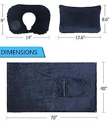Travel Blanket and Pillow Set - Portable Inflatable