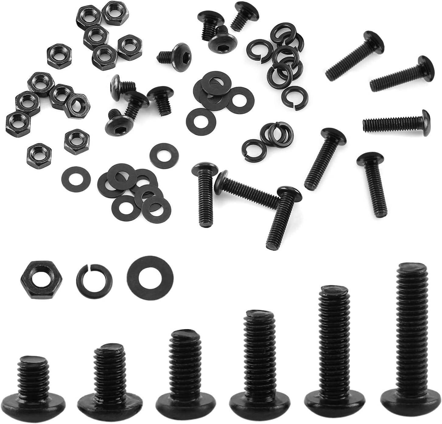 M3 Screws with Nuts and Washers Assortment Set, 300 Pcs Hex Socket Head Screws Assorted