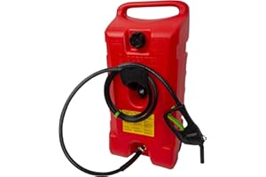 Scepter Duramax Flo ’N Go 14 Gallon Gas Caddy, 53 Liter Portable Fuel Tank and Fuel Transfer Pump with 10-Foot Hose for Lawn Mower, Farm, Marine, and Home Use, Gasoline Only, Red (2024 Version)