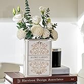 Ceramic Book-Shaped Vase for Flowers, Book Lovers Gifts Planter Pot, Aesthetic Room Decor Cute Unique Flowers Vases for Home, Bookshelf, Bookish, Bedroom & Office Decor for Women, Reader Gift (White)