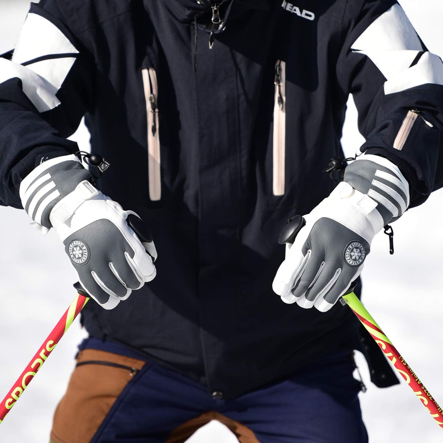 Vgo -4℉ or Above 3M Lined Unisex Goat Leather Skiing & Winter Gloves (GA2446FW): Sports & Outdoors