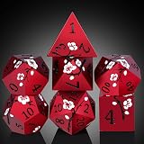 DNDND Matt Red DND Metal Dice 7 Pcs Gift Case Flower D&D Set view 7