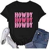 VQD Womens Cowgirl Shirts Howdy Cowboy T-Shirt Western Country Music Concert Tee Tops