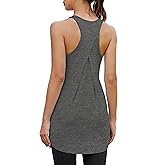 Bestisun Women Workout Athletic Yoga Shirts Loose Fit Racerback Long Tank Tops