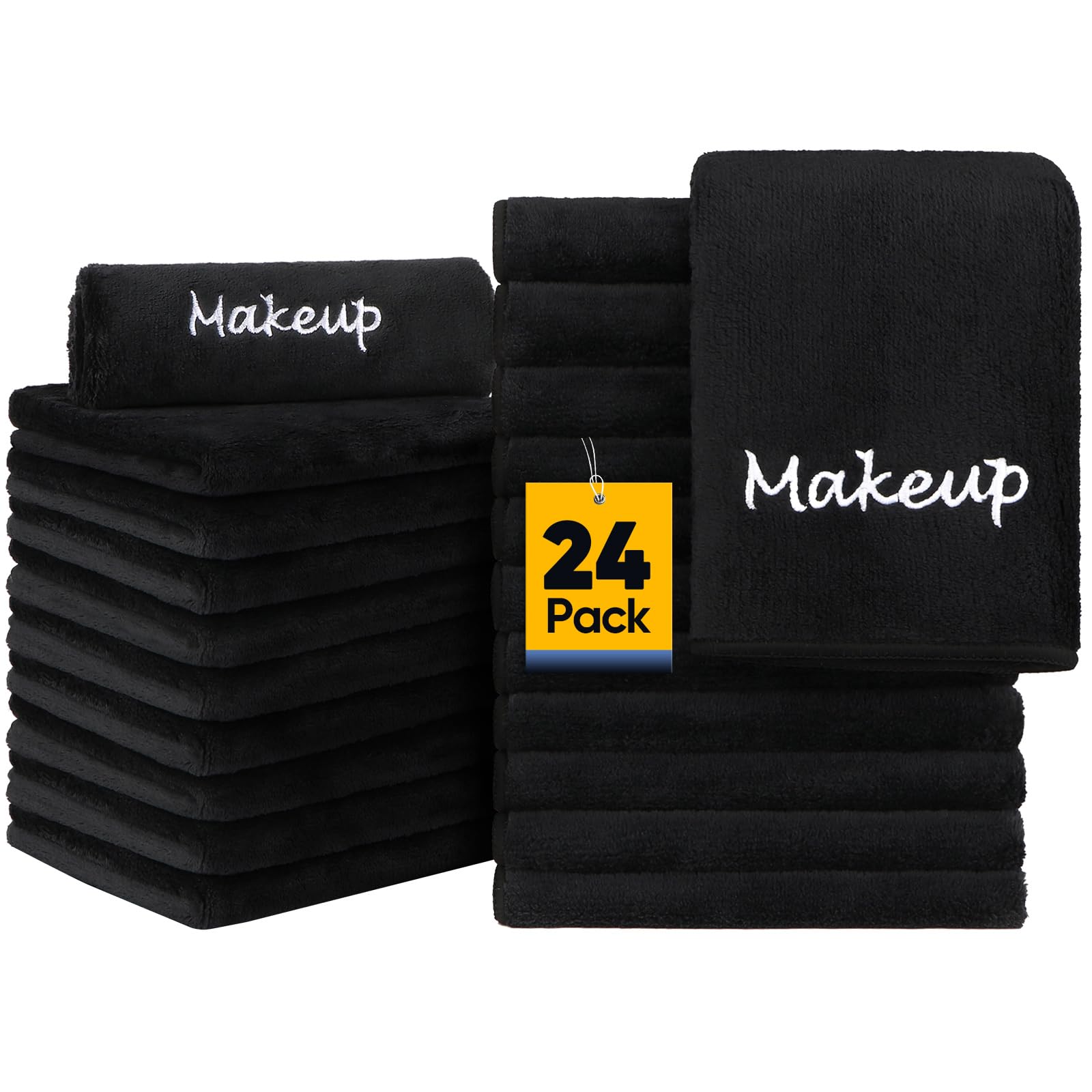 Photo 1 of UNIMADE Makeup Remover Cloth, 24 Pack Black Facial Wash Cloths, Soft Coral Fleece Microfiber Towel for Face, Hand, and Bathroom(13" x 13")