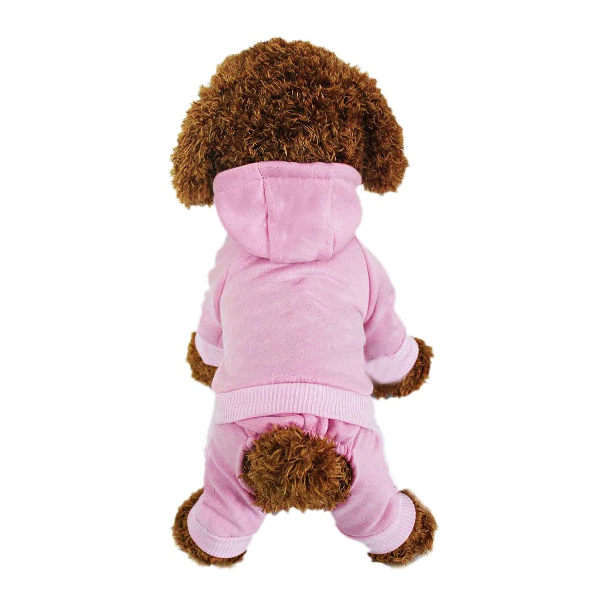 LifeWheel 4 Legs Cotton Pet Cat Dog Hoodies Clothes Coat Jumpsuit Puppy Jacket Pullover Outwear Costume, Pink Small