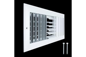 Fits 14x6 Duct Opening Aluminum 3-Way Adjustable Air Supply Grille by Handua | Curved Blade Register Vent Cover for Sidewall & Ceiling | White | Outer Size: 15.75" X 7.75"