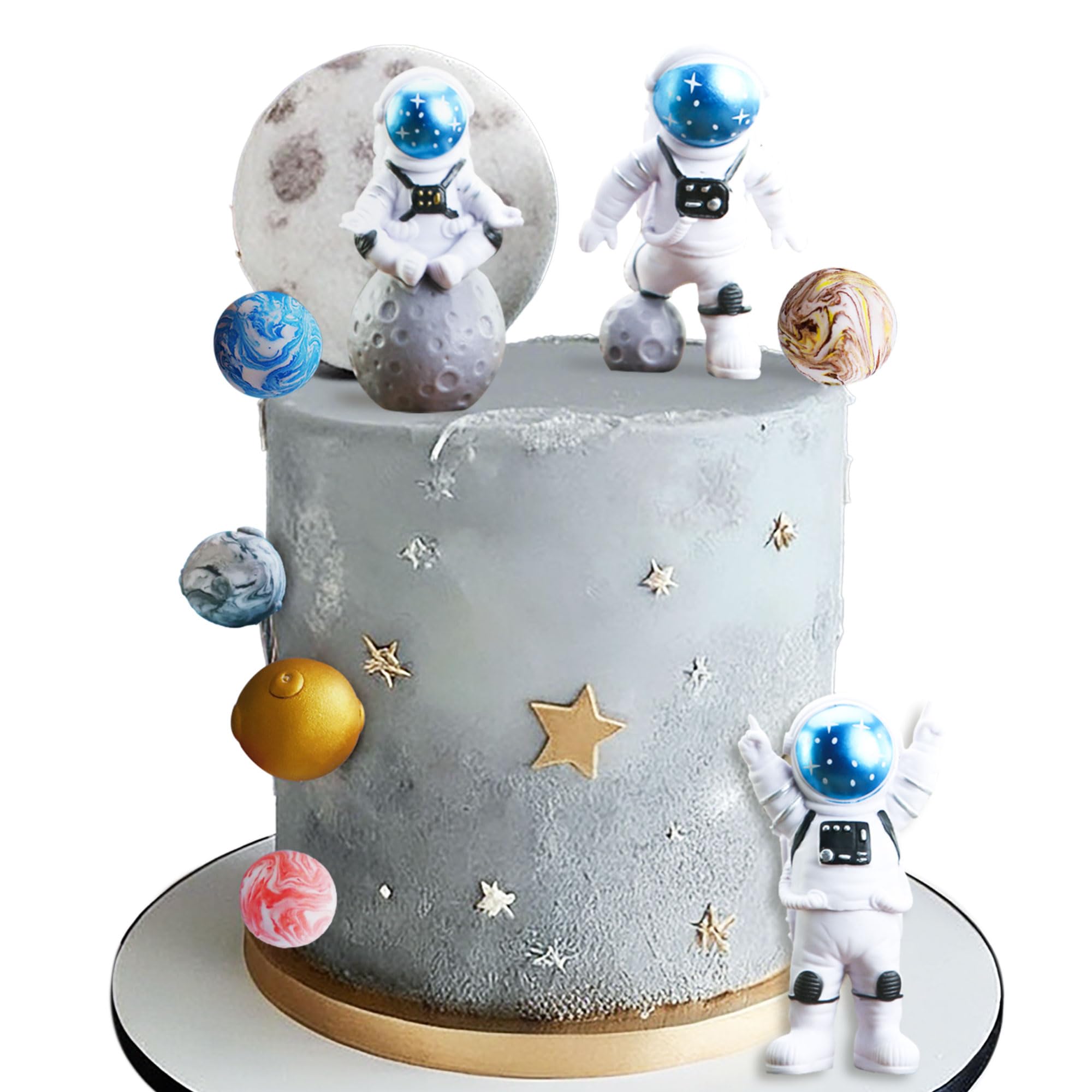 JeVenis Outer Space Party Supplies Galaxy Cake Decorations Outer Space Cake Decorations Rocket Cake Toppers Astronaut Cake Decoration Planet Cake Toppers To The Moon Cake Decoration
