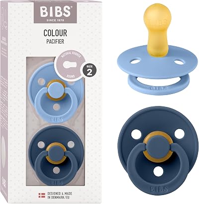 BIBS Colour Soother 2-Pack Pacifier Size 2 Sky/Steel Blue Denmark