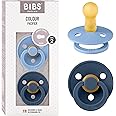 BIBS Pacifiers Colour Collection | Natural Rubber Baby Pacifier | Set of 2 BPA-Free Soothers | Made in Denmark | 6+ Months (Pack of 2) | Sky Blue/Steel Blue