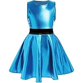 IMEKIS Toddler Kids Girls Holographic Skater Dress Metallic Music Festivals Birthday Outfit 3-12T